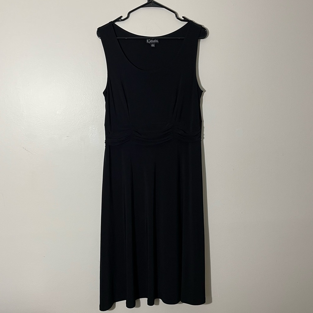K Studio Vintage 90’s A-Line Scooped Neck Midi Dress in Black Size 14